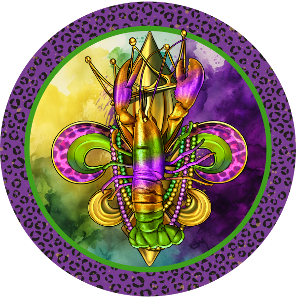 Mardi Gras Crown Crawfish Metal Sign - Made in USA Online