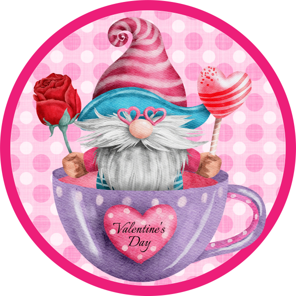 Gnome with Rose Candy Valentine s Day Metal Sign - Made in USA Fashion