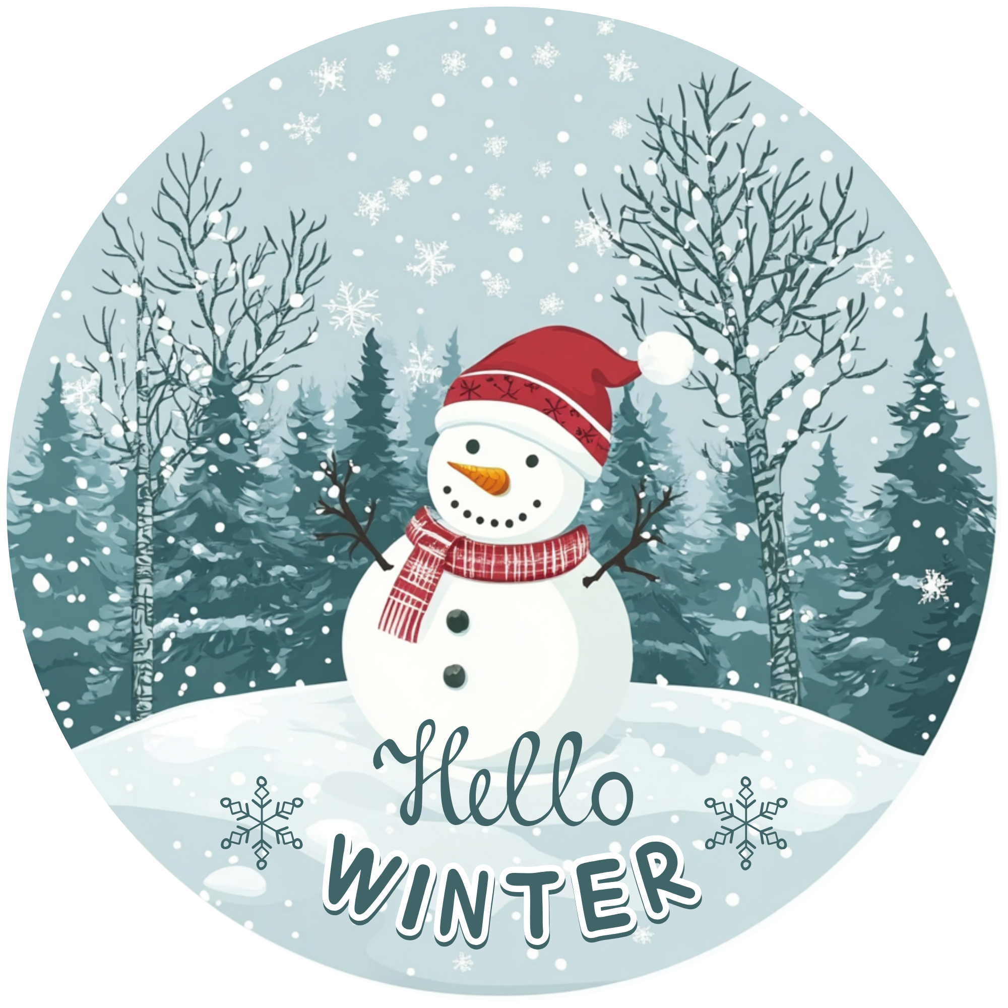 Snowman s Hello Winter Metal Sign – Made in USA Fashion