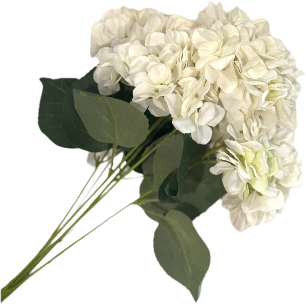 18 Inch Hydrangea Artificial Silk Flower X 5 Stems - White Online Sale