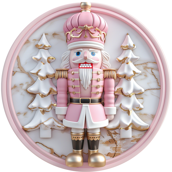 Pink Nutcracker with Christmas Trees Metal Sign - Made in USA Online now
