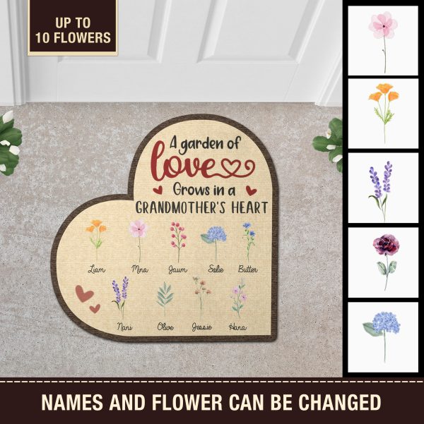 Grandmother s Heart Personalized Custom Shaped Doormat - CD008PS05 Sale
